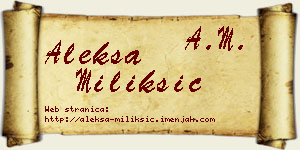 Aleksa Milikšić vizit kartica